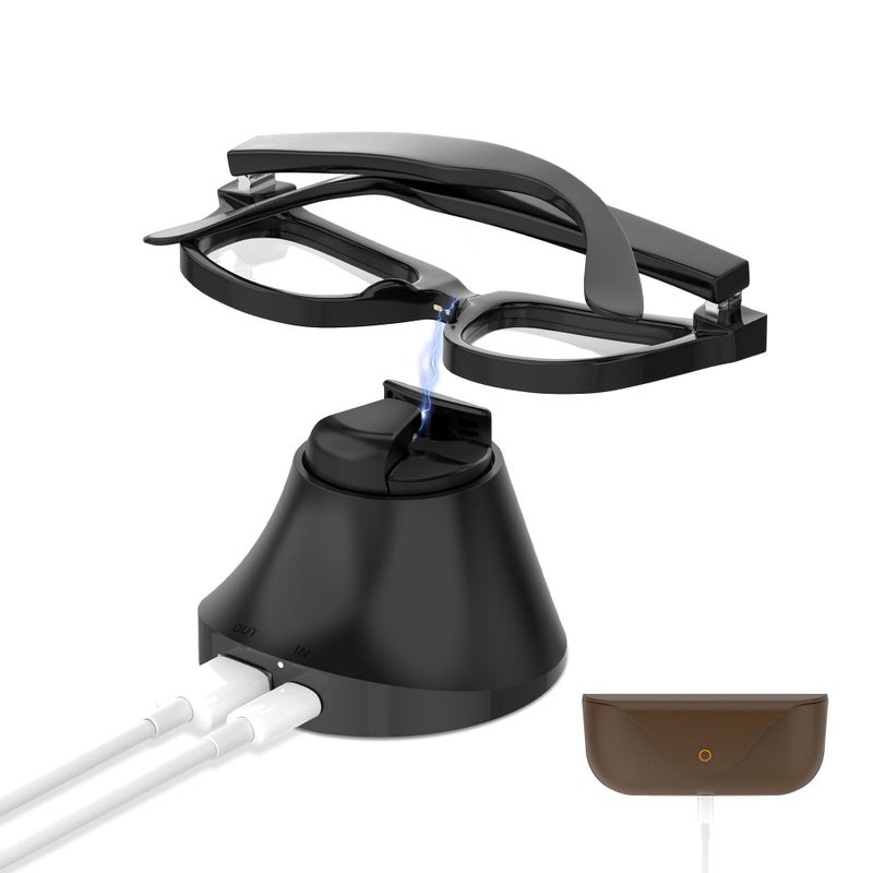 RCstyle HiBloks Magnetic Charging Station for Ray-Ban Meta Wayfarer/Skyler Smart Glasses (RW4006/RW4008/RW4010), Fast Charging Station with LED Indicator, Compatible with Glasses Case